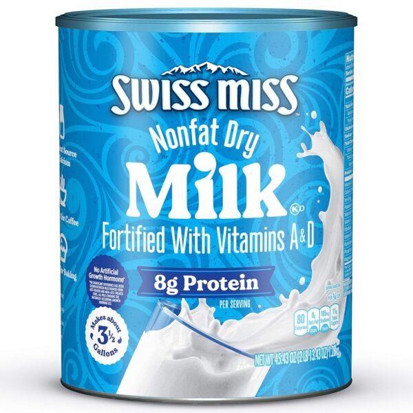 Swiss Miss Nonfat Dry Milk With Vitamins A and D, Makes Over 3 Gallons, 45.43 oz.