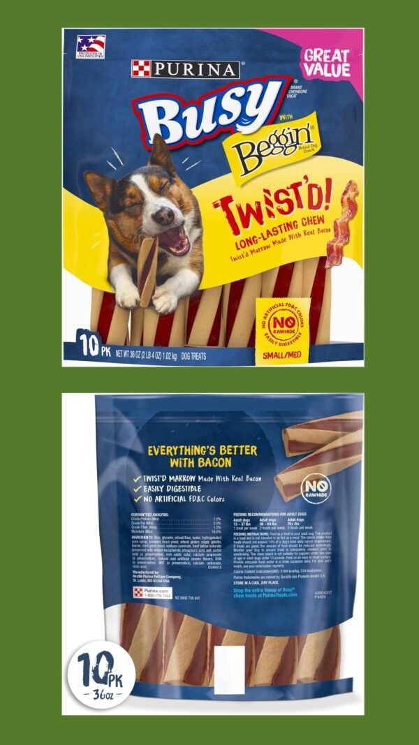 Purina Busy With Beggin' Made in USA Facilities Small/Medium Breed Dog Treats, Twist'd - 10 ct. Pouch