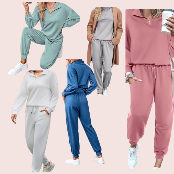 ELESOL Sweatsuits for Women Tracksuit Quarter 1/4 Zip Track Suits Set 2 Piece Outfits Casual Jogger Set