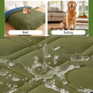 hyha Waterproof Dog Bed Blanket, Soft Pet Blankets, Waterproof Couch Cover for Dogs, Reversible Sofa Covers Washable for Furniture (30x70 Inch, Green/Navy Blue)