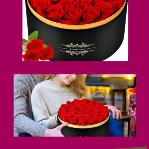 Flowers Rose Forever Valentines Day Gifts for Her, Jibeufi 33 Preserved Roses in a Box for Women, Mothers Day Gifts, Anniversary, Birthday Gifts for Women, Mom, Girl Friend (Red)