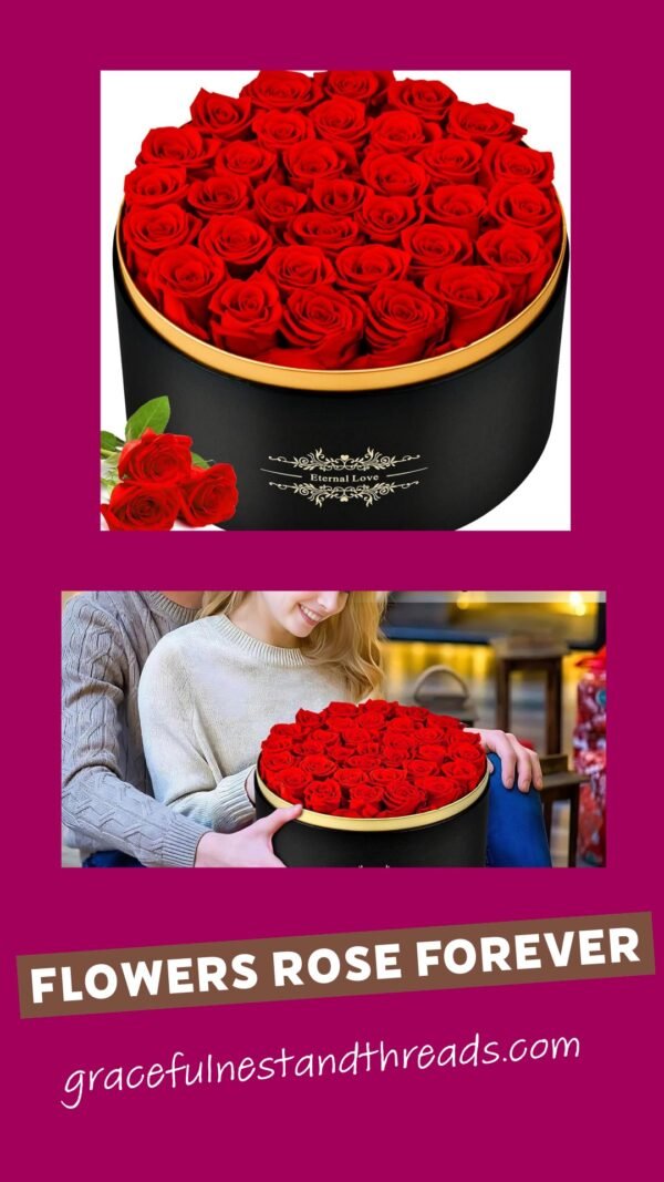 Flowers Rose Forever Valentines Day Gifts for Her, Jibeufi 33 Preserved Roses in a Box for Women, Mothers Day Gifts, Anniversary, Birthday Gifts for Women, Mom, Girl Friend (Red)