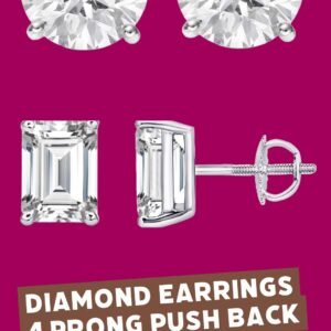 1 to 10 Carat IGI Certified LAB GROWN Diamond Earrings 4 Prong Push Back (E/F Color VS2/SI1 CLARITY)