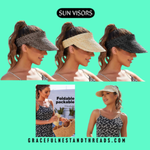 Visors for Women, Sun Visors for Women Straw Hats for Women Handmade Sun Hat Womens Packable Beach Hats for Women